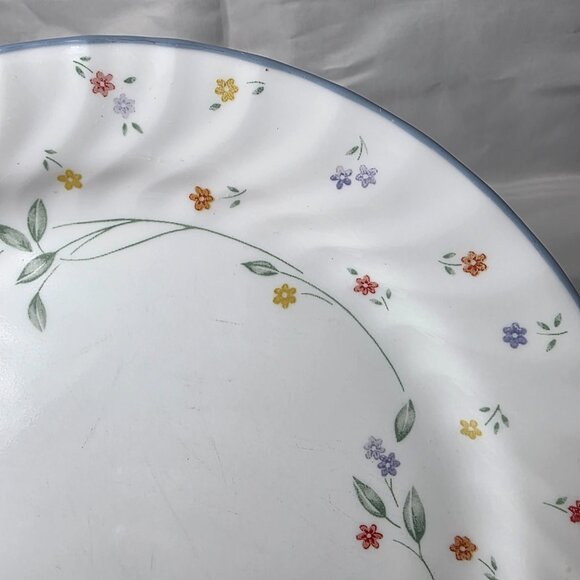 Corelle English Meadow Dinner Plate White Swirl Rim Blue Trim Multicolor Floral - Picture 5 of 14